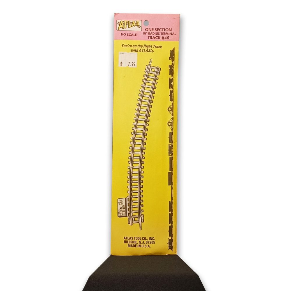 Model Railroad Train Tracks Atlas One Section 18" Radius Terminal Track #45